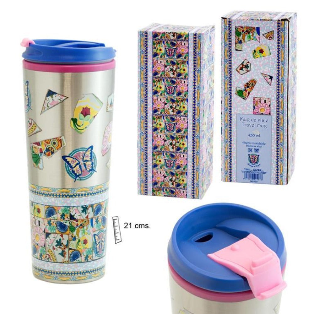 Mug de Viaje en Acero Inoxidable 450 ml. Colección Mosaicos