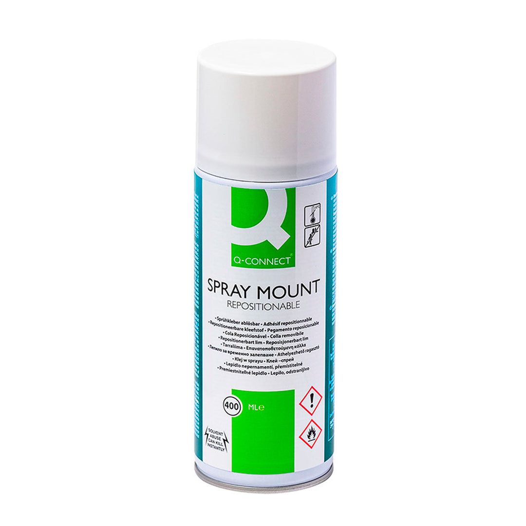 Q-CONNECT - Pegamento Spray Quick Mount Adhesivo Reposicionable 400 ML