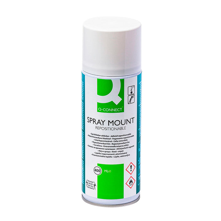 Q-CONNECT - Pegamento Spray Quick Mount Adhesivo Reposicionable 400 ML
