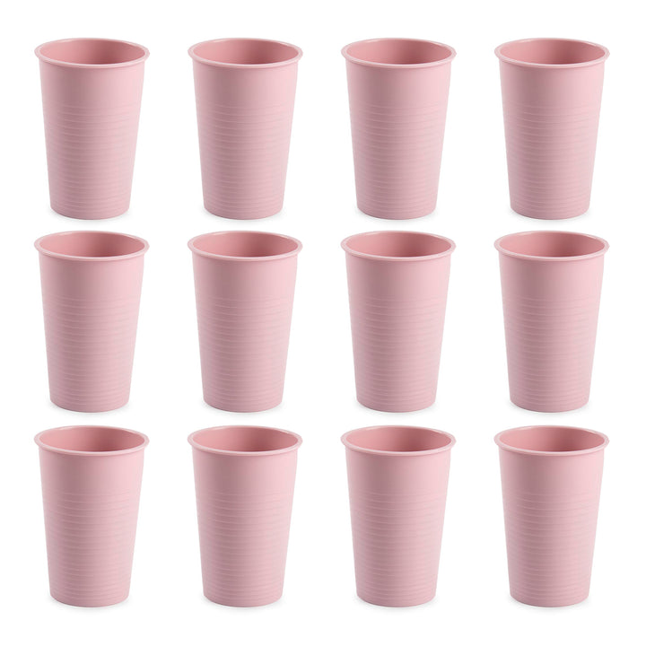 Plastic Forte - Lote de 12 Vasos de Agua de 200 ml Reutilizables. Ideal Fiestas. Rosa