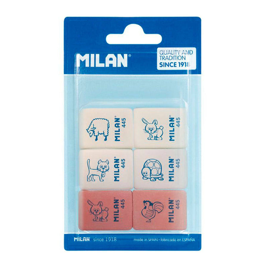 MILAN BMM10049 - Blíster 6 Gomas de Borrar Miga de Pan con Dibujos Infantiles 445