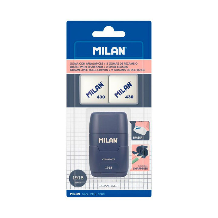 MILAN BYM10140SNCB - Blíster Afilaborra Compact 1918 con 2 Gomas de Recambio Incluidas. Azul