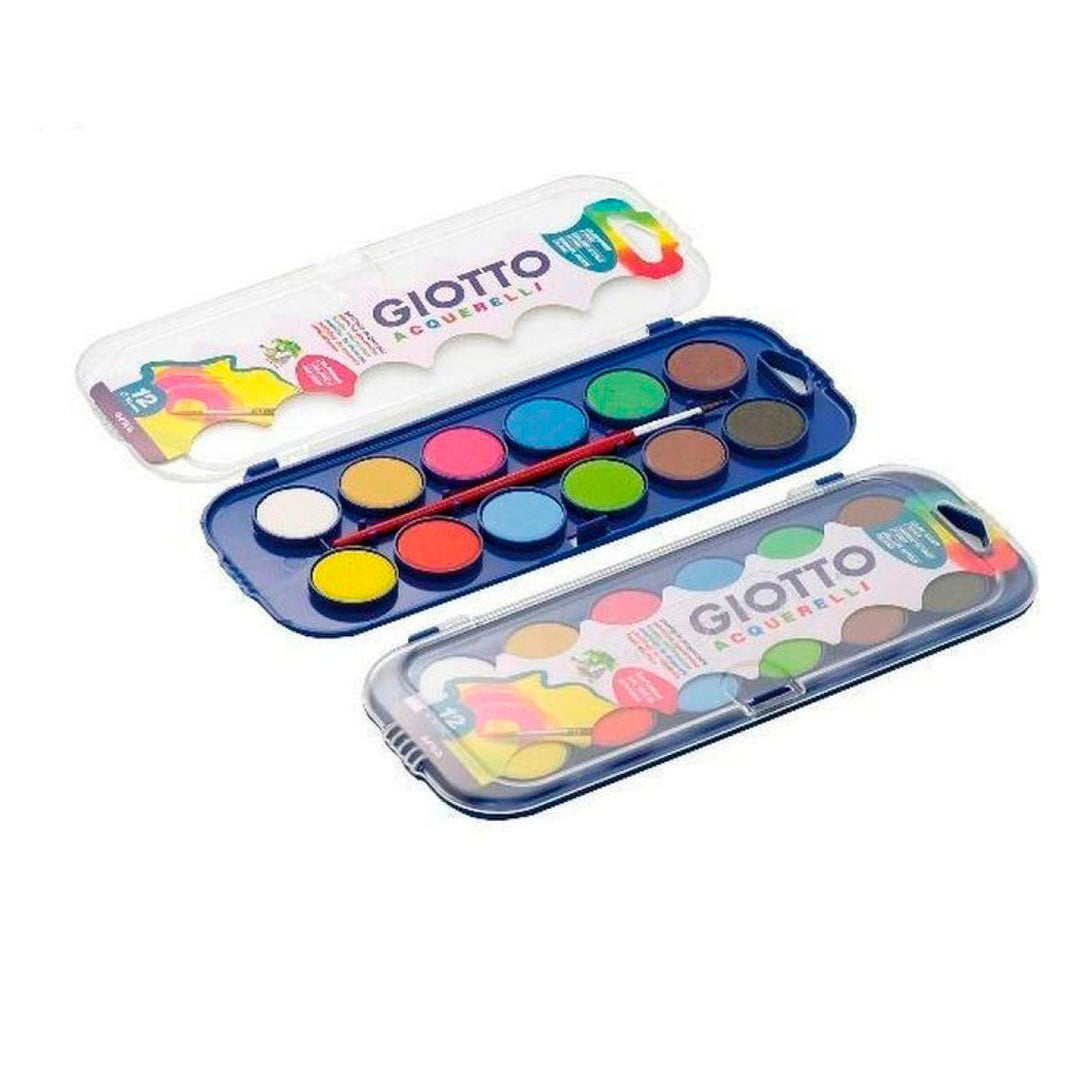 GIOTTO - Estuche de Acuarelas, 12 Colores Brillantes e Intensos 