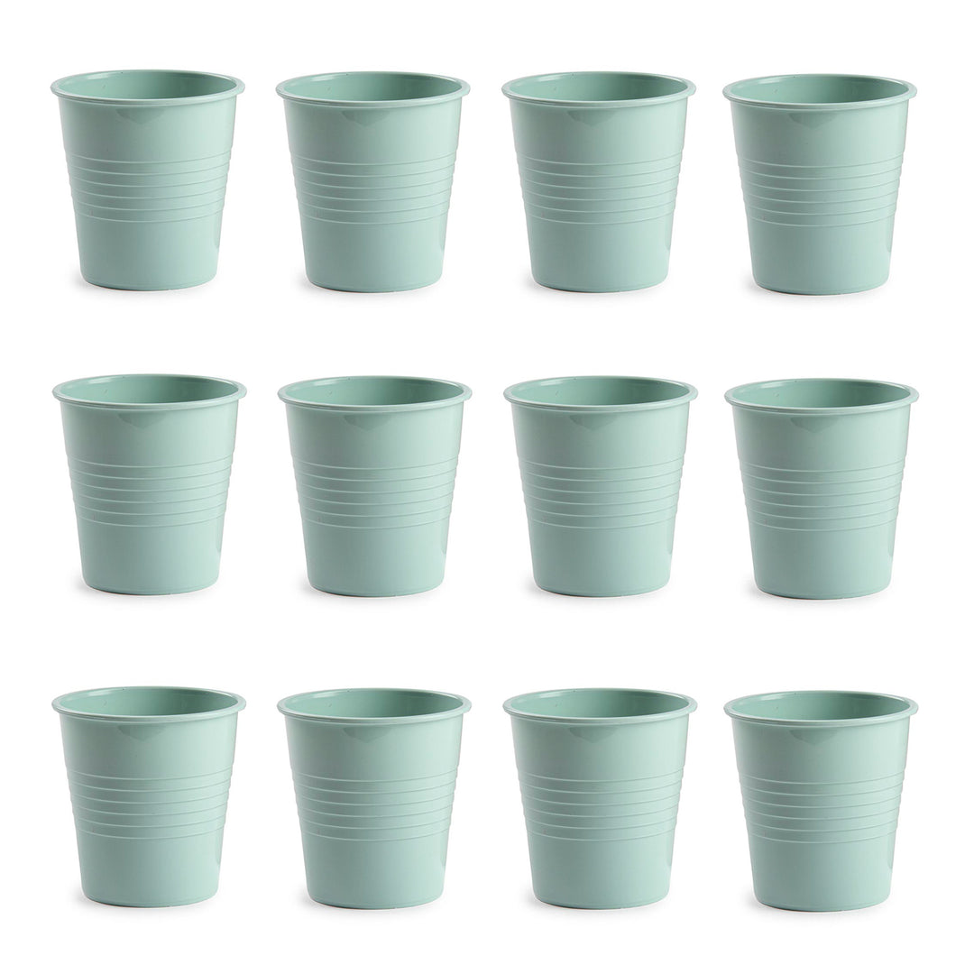 Plastic Forte - Lote de 12 Vasos de Agua de 120 ml Reutilizables. Ideal Fiestas. Verde