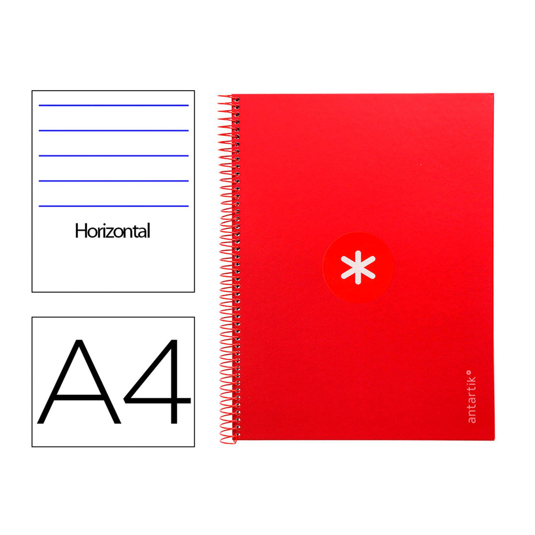 Antartik - Libreta Rayada A4 con Espiral y Tapa Dura. 1 Banda de Color. Frambuesa