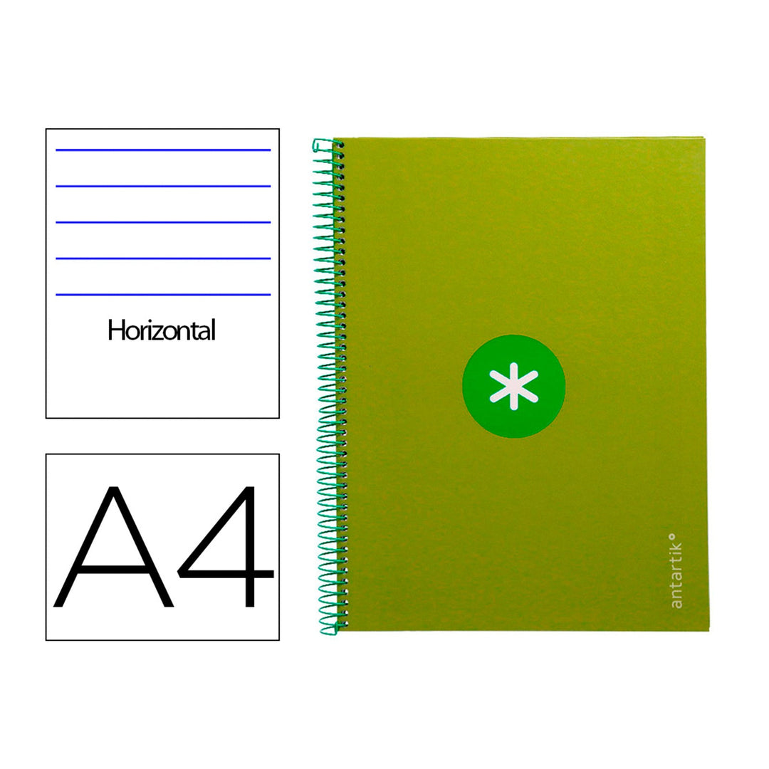 Antartik - Libreta Rayada A4 con Espiral y Tapa Dura. 1 Banda de Color. Verde