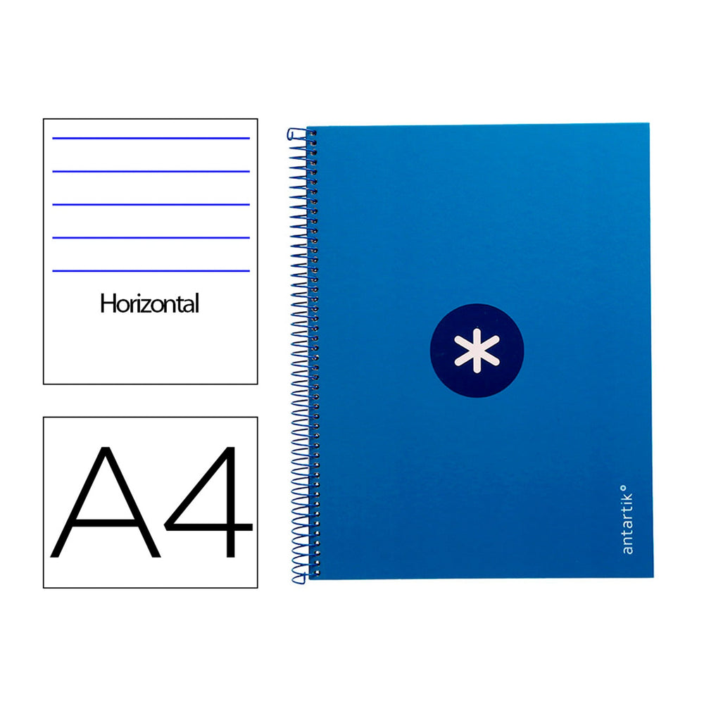 Antartik - Libreta Rayada A4 con Espiral y Tapa Dura. 1 Banda de Color. Azul