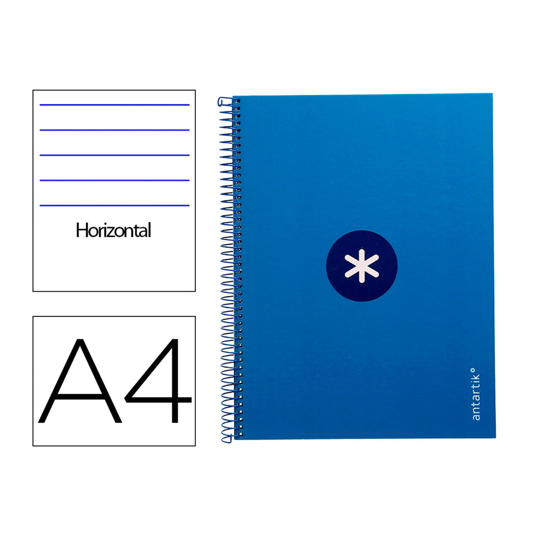 Antartik - Libreta Rayada A4 con Espiral y Tapa Dura. 1 Banda de Color. Azul