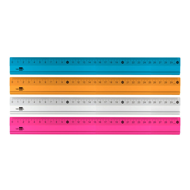 LIDERPAPEL RG19 - Regla 30 cm de Aluminio Colores Surtidos