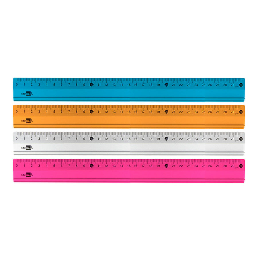 LIDERPAPEL RG19 - Regla 30 cm de Aluminio Colores Surtidos