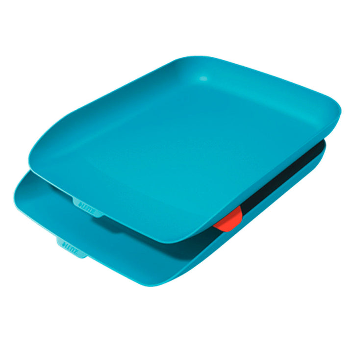 LEITZ Cosy - Set de 2 Bandejas Porta Documentos de Sobremesa Tamaño A4, Azul