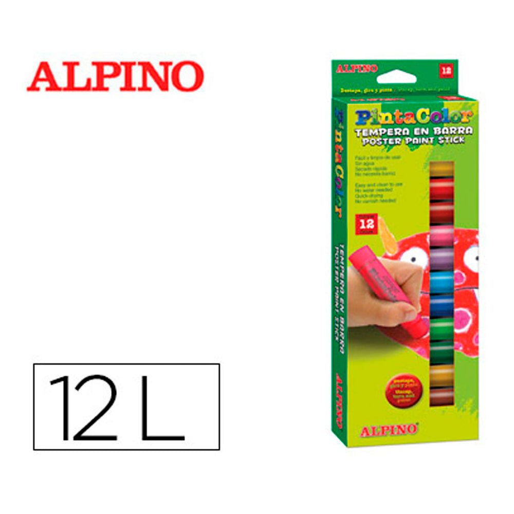 ALPINO PintaColor - Estuche de 12 Temperas Sólidas en Barra