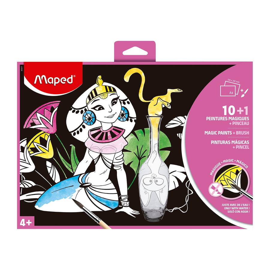 MAPED - Set de 10 Láminas Mágicas para Colorear con Agua. Incluye Pincel. Rosa