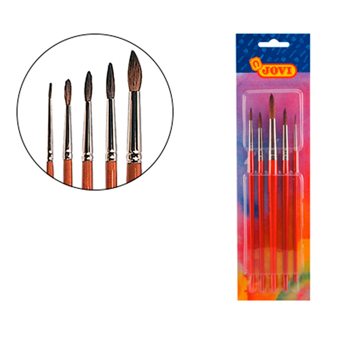 JOVI - Pinceles Escolares de Pelo de Pony, Color Naranja