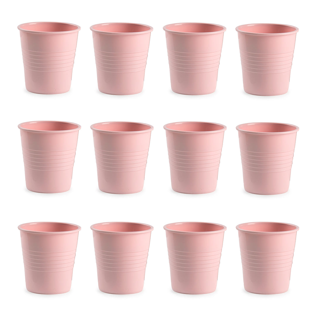 Plastic Forte - Lote de 12 Vasos de Agua de 120 ml Reutilizables. Ideal Fiestas. Rosa