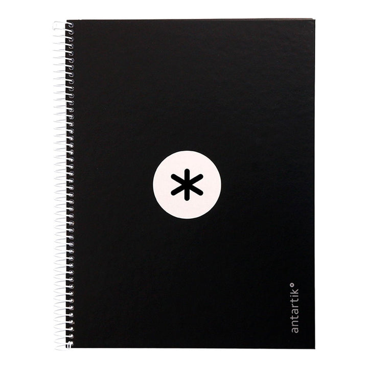 Antartik - Libreta Rayada A4 con Espiral y Tapa Dura. 1 Banda de Color. Negro