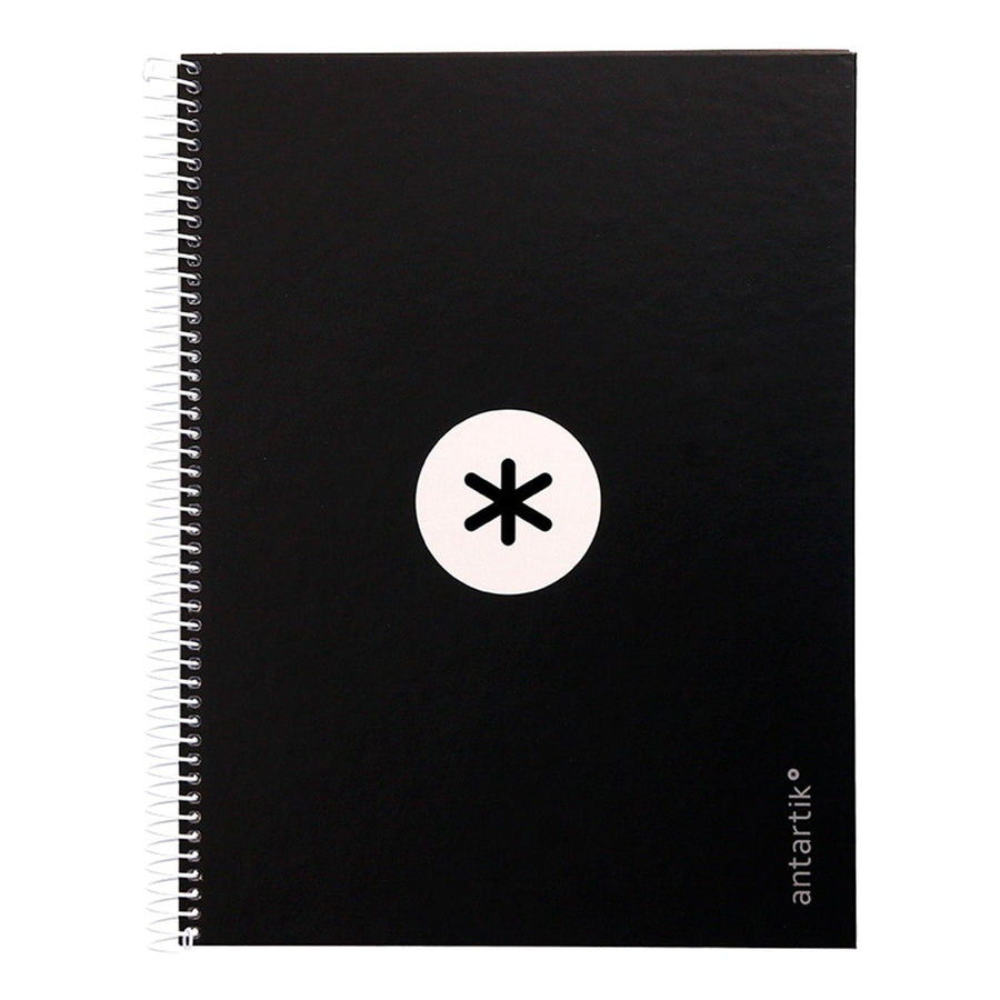 Antartik - Libreta Rayada A4 con Espiral y Tapa Dura. 1 Banda de Color. Negro