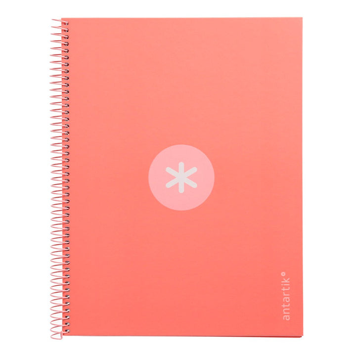Antartik - Libreta Rayada A4 con Espiral y Tapa Dura. 1 Banda de Color. Coral