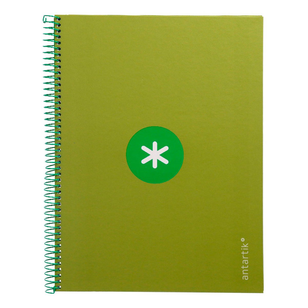 Antartik - Libreta Rayada A4 con Espiral y Tapa Dura. 1 Banda de Color. Verde