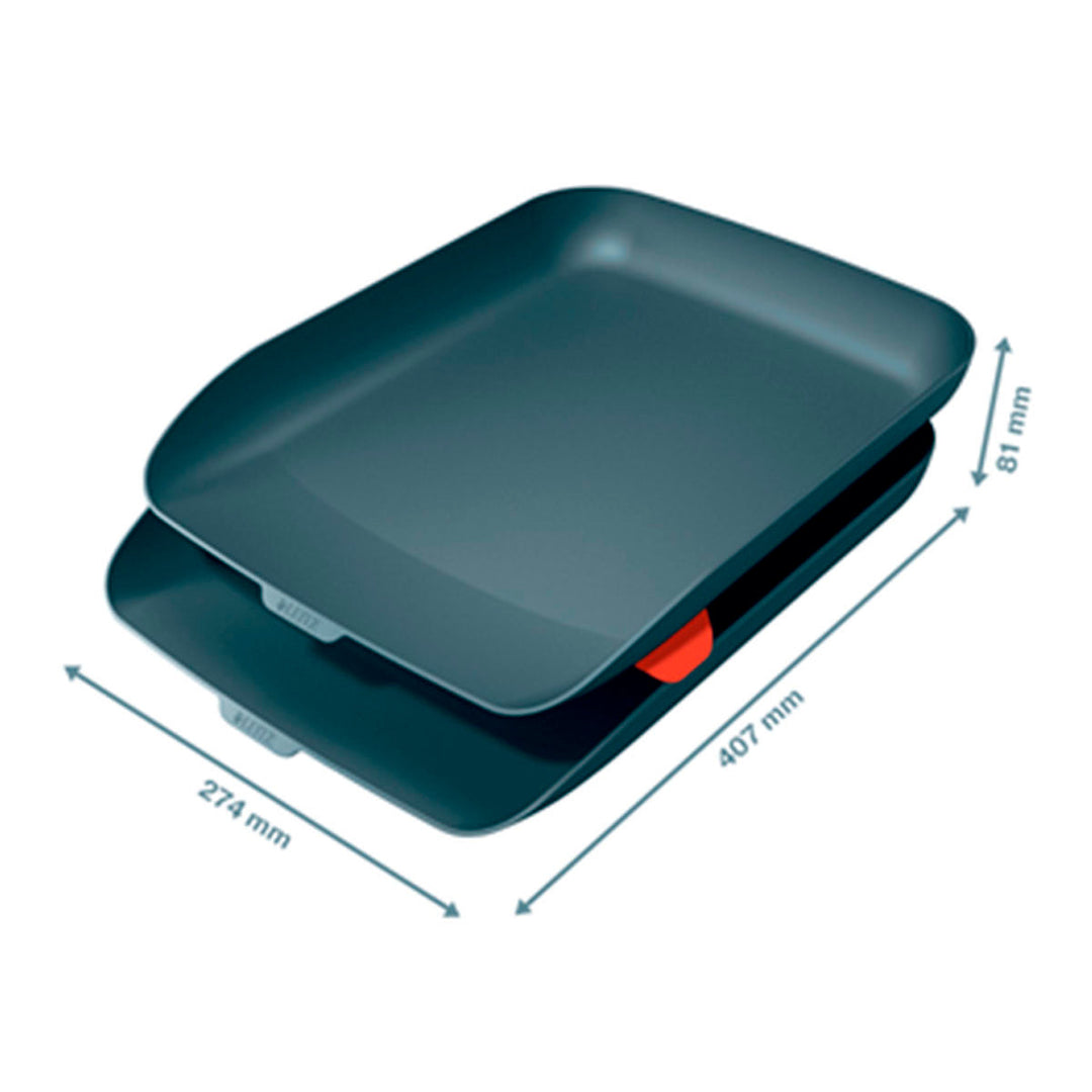 LEITZ Cosy - Set de 2 Bandejas Porta Documentos de Sobremesa Tamaño A4, Gris