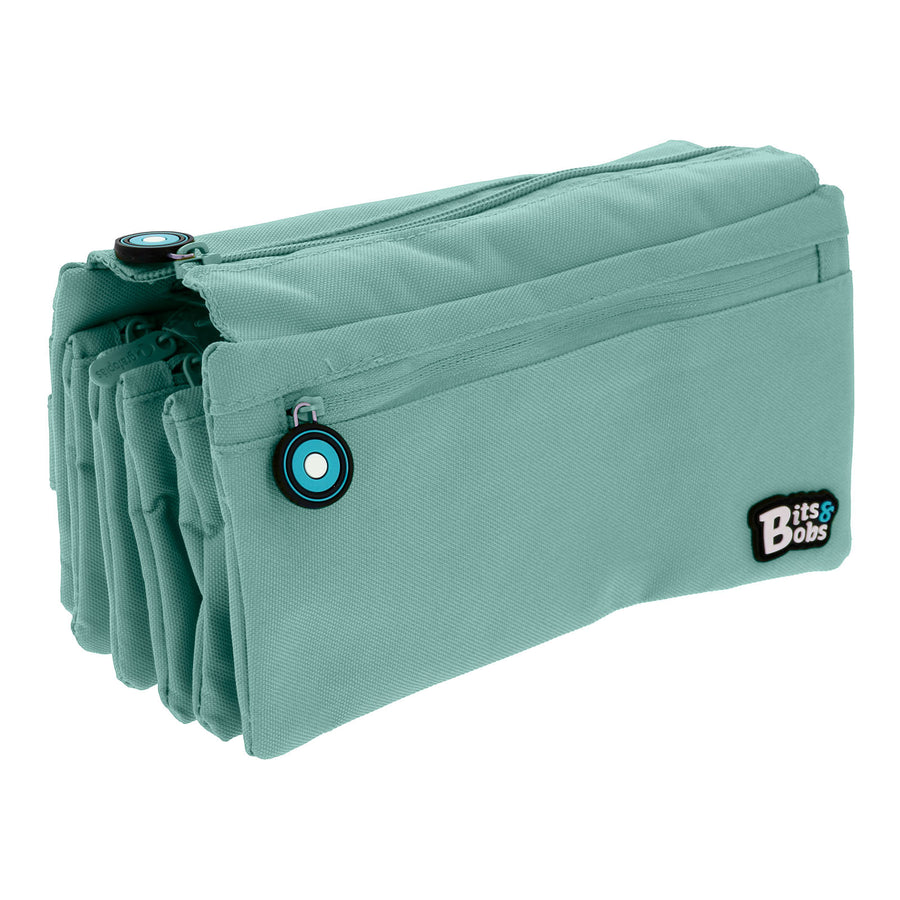 Grafoplás - Estuche Portatodo Cuádruple Plano para Material Escolar. Azul Soft