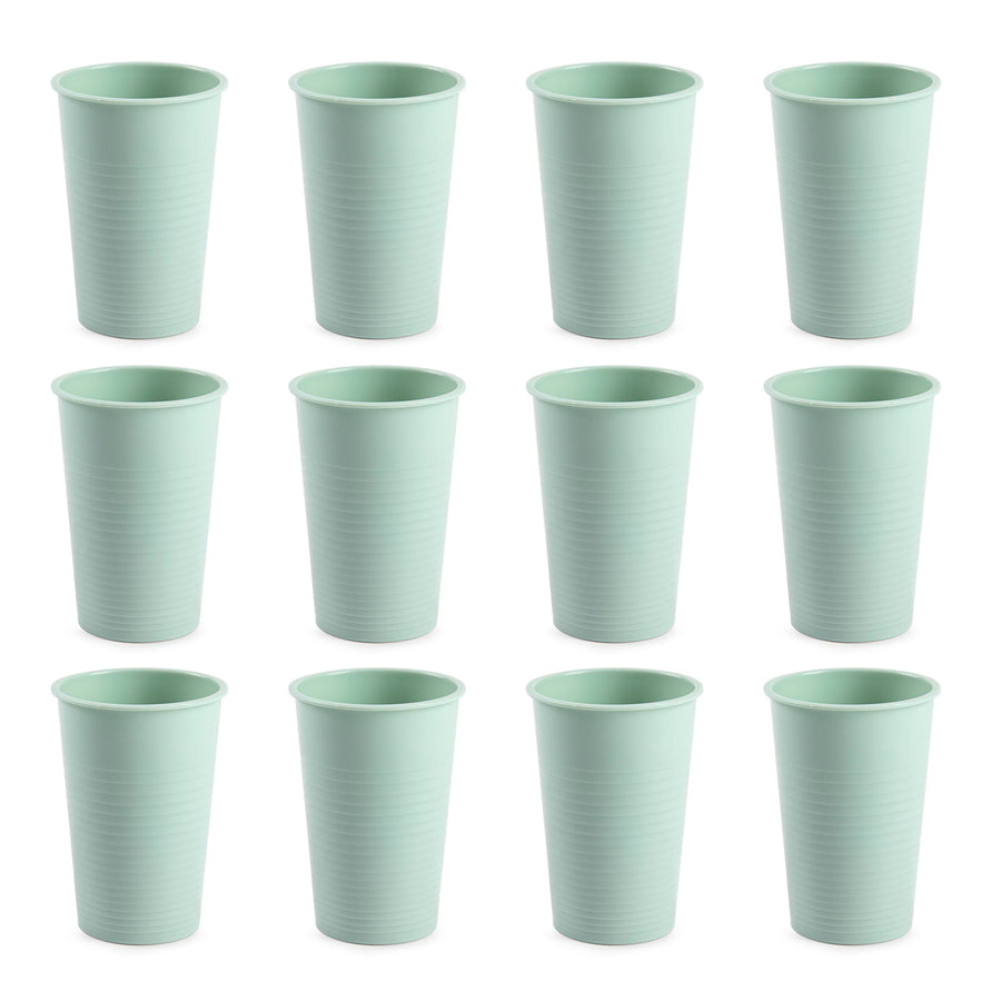 Plastic Forte - Lote de 12 Vasos de Agua de 200 ml Reutilizables. Ideal Fiestas. Verde