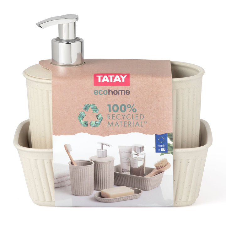 TATAY Baobab - Set Organización Baño de 4 Piezas en Plástico Reciclado. Beige