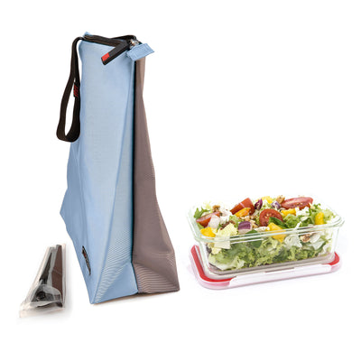 IRIS Snack Bag Soft - Bolsa Porta Alimentos con Cierre de Cremallera. Azul y Gris