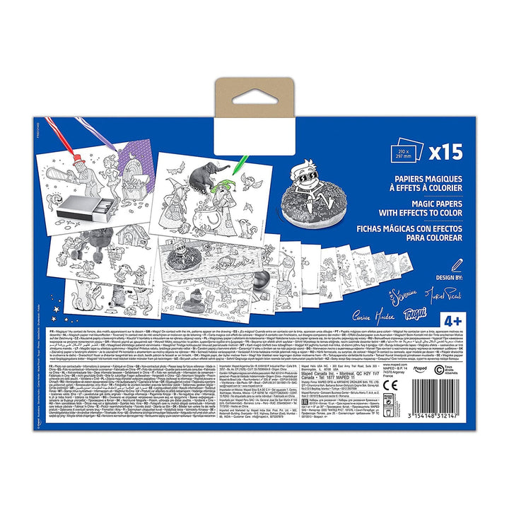 MAPED - Set de 15 Láminas Mágicas para Colorear con Rotuladores. Azul