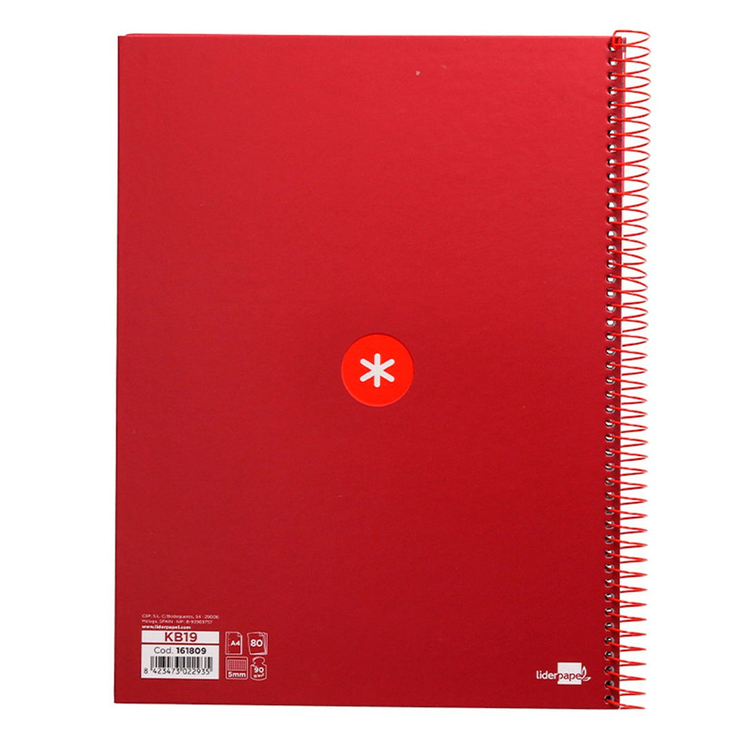 Antartik - Libreta Cuadriculada A4 con Espiral y Tapa Dura. 1 Banda de Color. Frambuesa