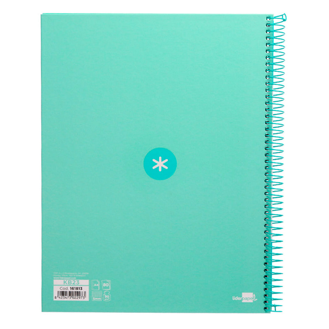 Antartik - Libreta Rayada A4 con Espiral y Tapa Dura. 1 Banda de Color. Menta