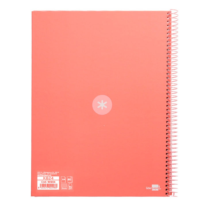 Antartik - Libreta Rayada A4 con Espiral y Tapa Dura. 1 Banda de Color. Coral
