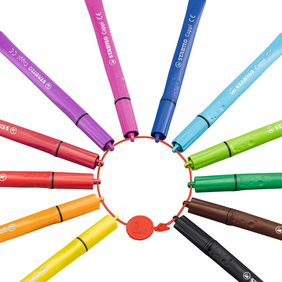 STABILO 168/12-4 - Estuche de 12 Rotuladores Ergonómicos de Colores, Edición Cappi