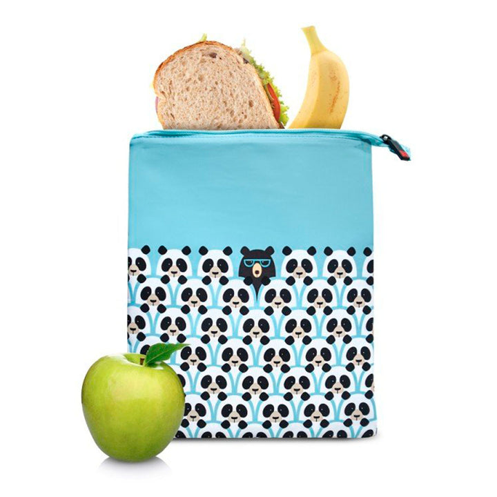 IRIS Snack Bag Friends - Bolsa Porta Meriendas Infantil Flexible y Plegable. Panda