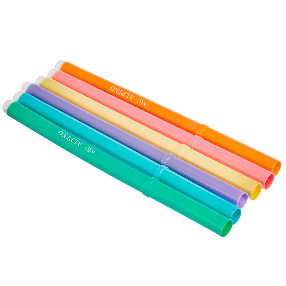 ALPINO Coloring - Estuche 6 Rotuladores para Niños de Colores Pastel y Súper Lavables