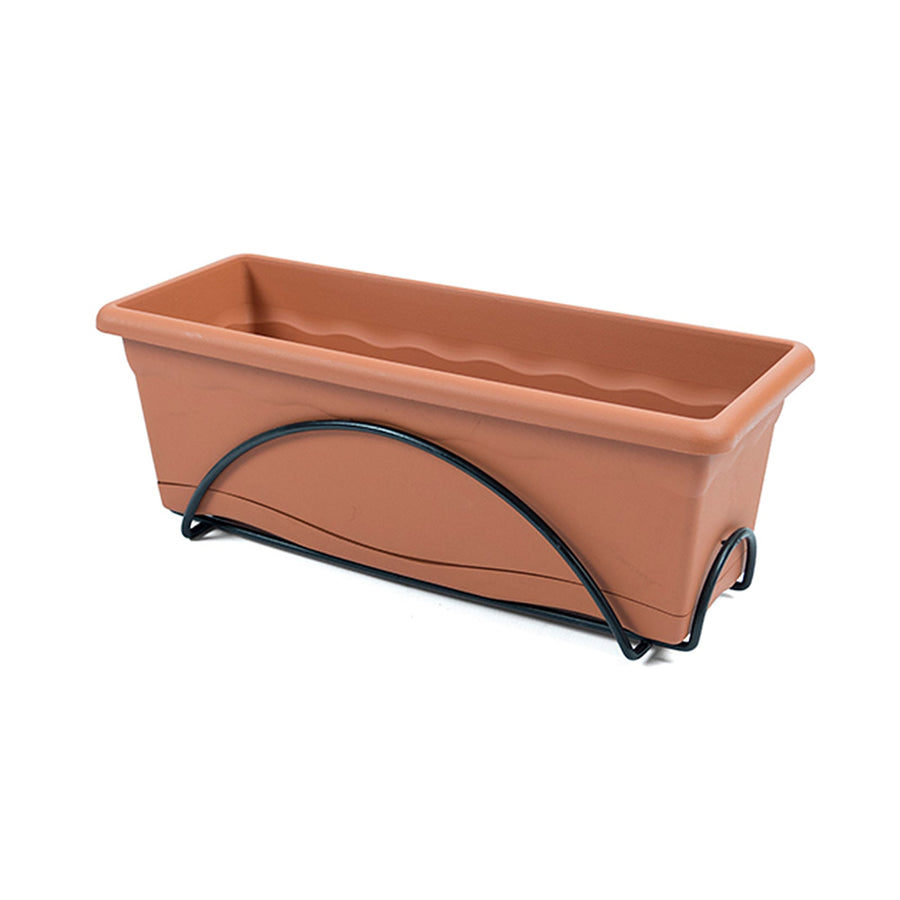 Plastiken P51 - Jardinera Balconera TERRA con Plato y Soporte, Medida 50 x 24 cm 10L