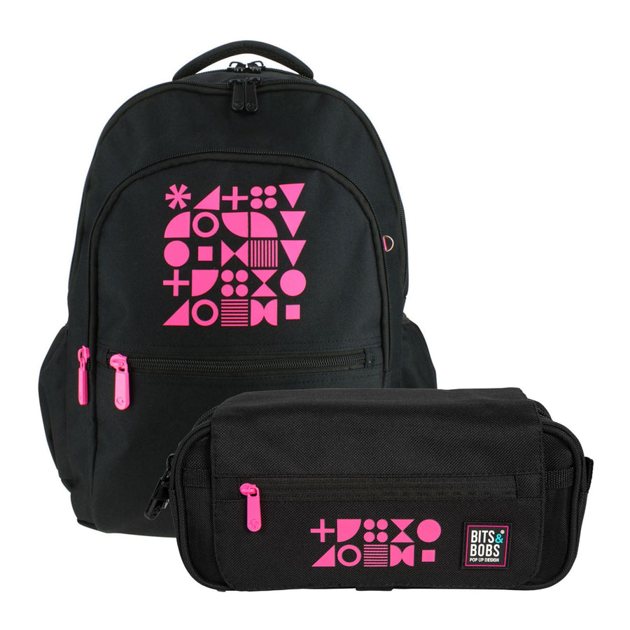 Grafoplás Fluor -  Pack Ahorro Escolar con Mochila 25L y Estuche Triple. Fucsia