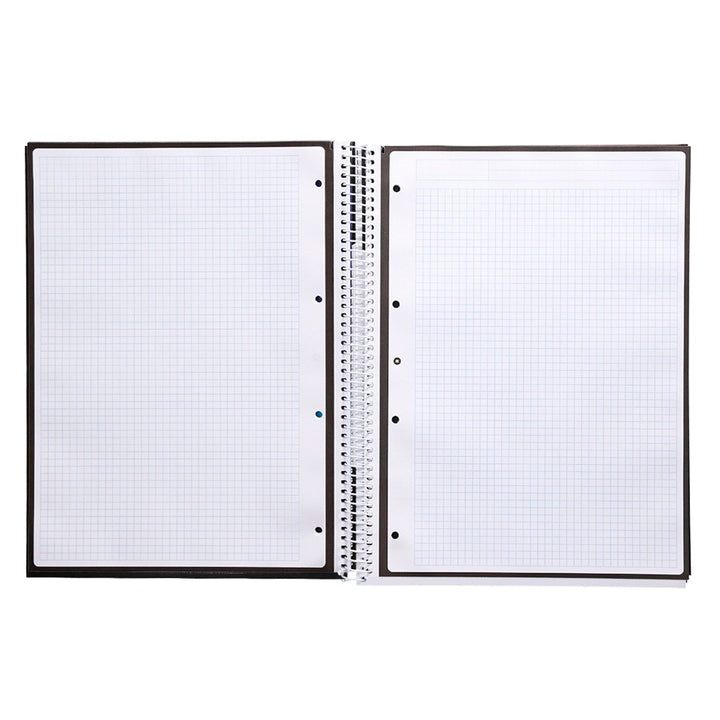 Antartik - Libreta Microperforada A4 con Espiral y Tapa Dura. 1 Banda de Color. Negro