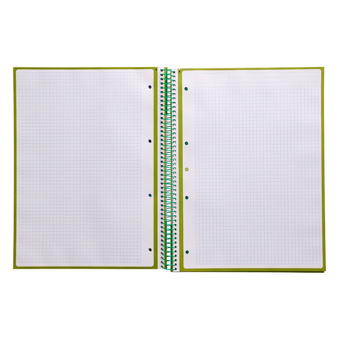 Antartik - Libreta Microperforada A4 con Espiral y Tapa Dura. 1 Banda de Color. Verde