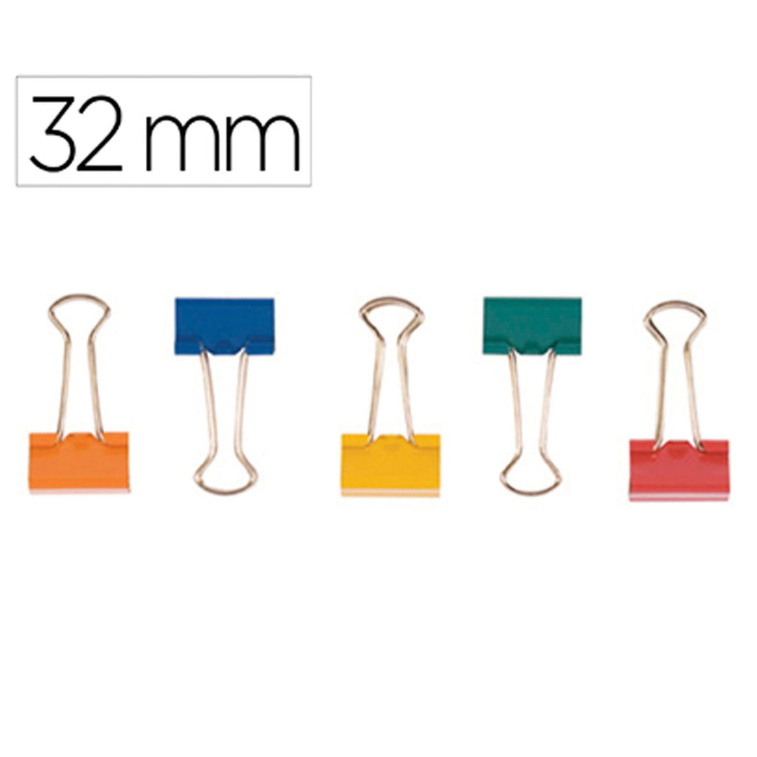 Q-CONNECT - Lote de 10 Pinzas Sujetapapeles Metálicas y Abatibles N.3 32 mm