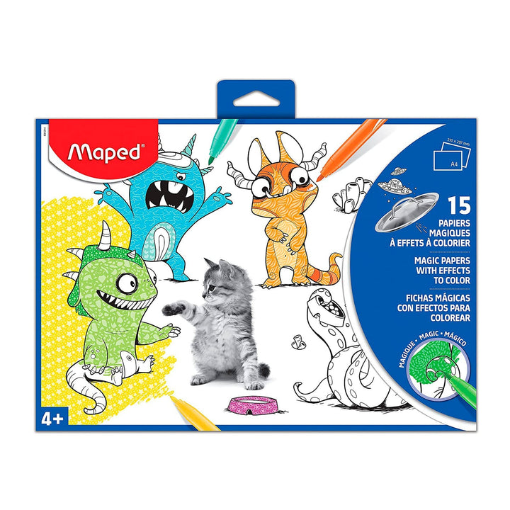 MAPED - Set de 15 Láminas Mágicas para Colorear con Rotuladores. Azul