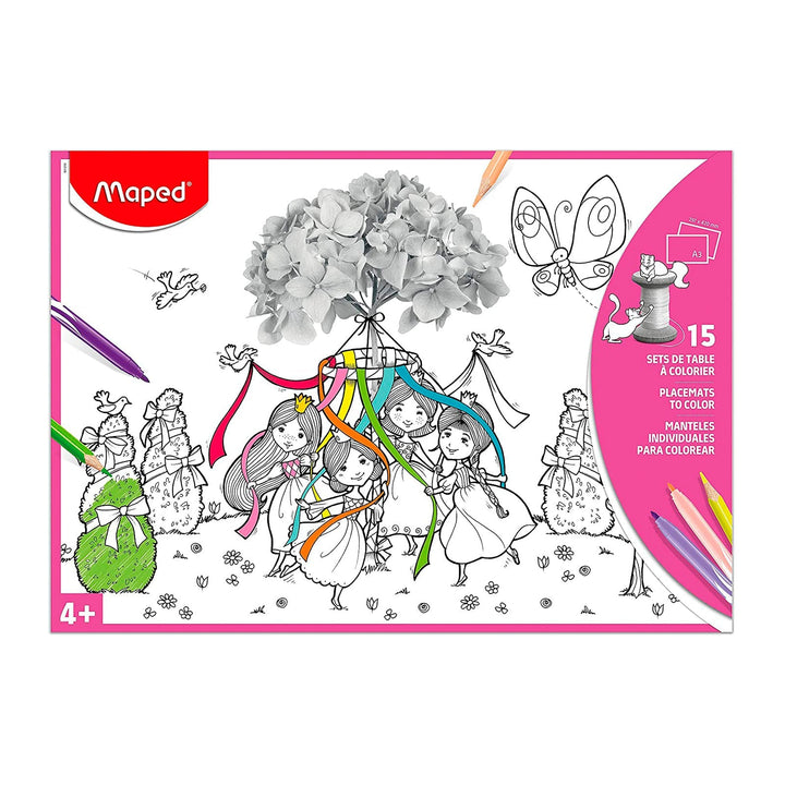 MAPED - Set de 15 Manteles Individuales para Colorear. Fucsia