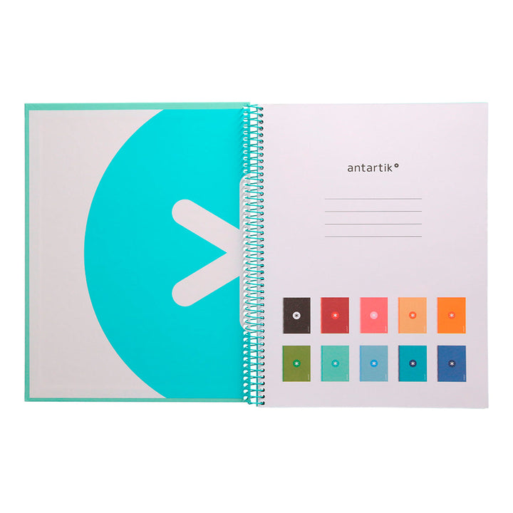 Antartik - Libreta Rayada A4 con Espiral y Tapa Dura. 1 Banda de Color. Menta