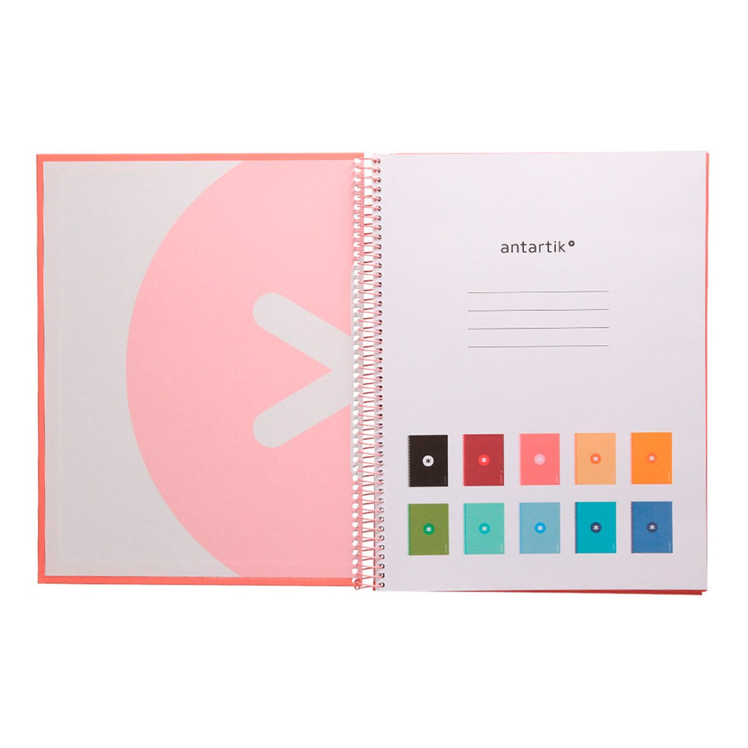 Antartik - Libreta Rayada A4 con Espiral y Tapa Dura. 1 Banda de Color. Coral