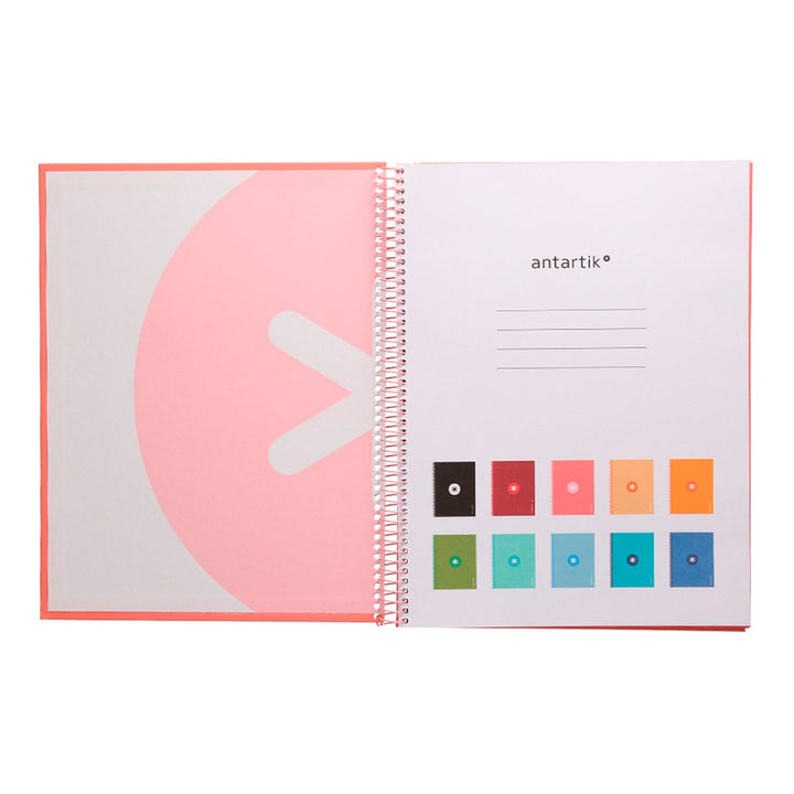 Antartik - Libreta Rayada A4 con Espiral y Tapa Dura. 1 Banda de Color. Coral