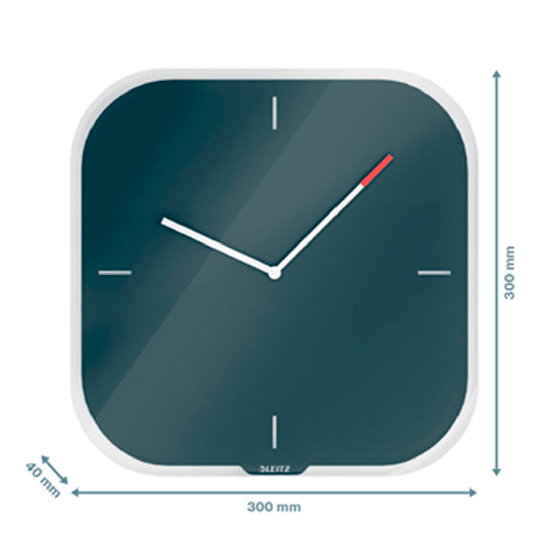 LEITZ Cosy - Reloj de Pared Analógico y Silencioso, Incluye Rotulador. Gris