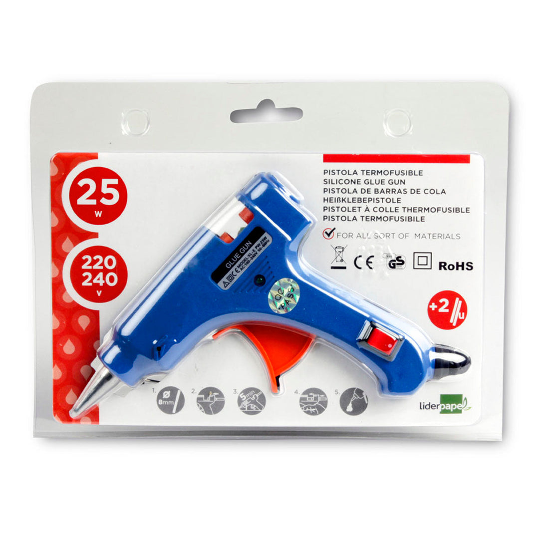 LIDERPAPEL - Pistola Termofusible Mini y 2 Barras de Repuesto 