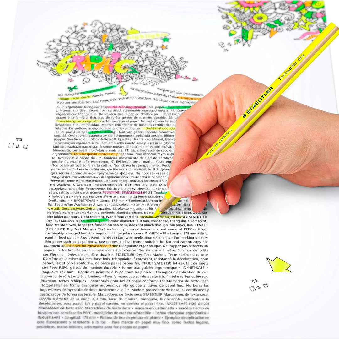 STAEDTLER Textsurfer - Set de 4 Lápices de Madera. Marcadores Fluorescentes en Seco