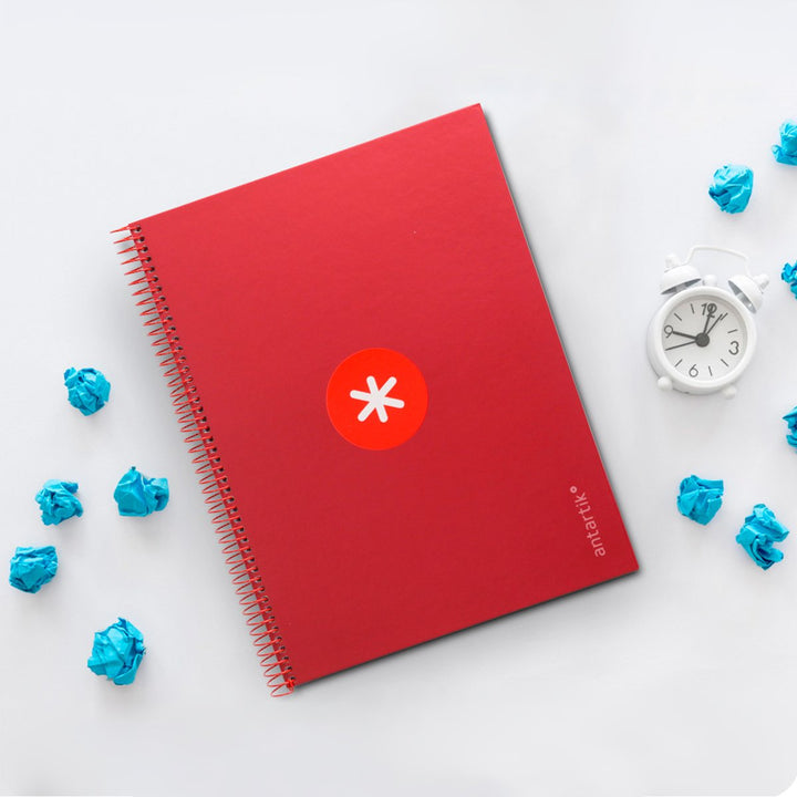 Antartik - Libreta Cuadriculada A4 con Espiral y Tapa Dura. 1 Banda de Color. Frambuesa