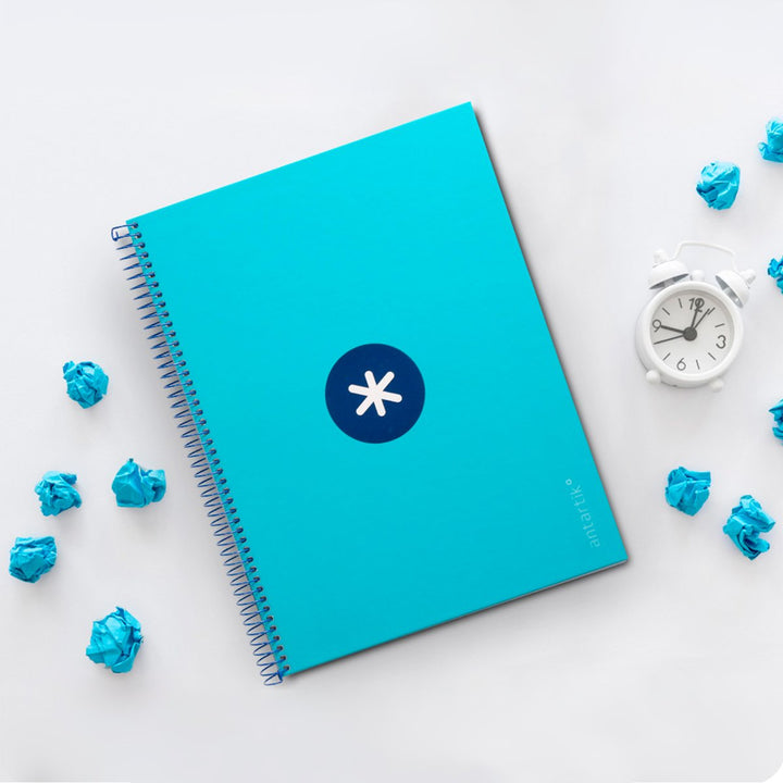 Antartik - Libreta Microperforada A4 con Espiral y Tapa Dura. 1 Banda de Color. Turquesa